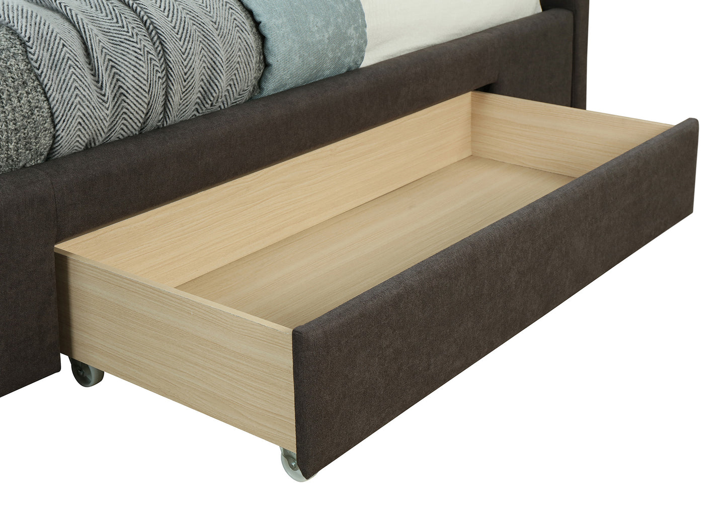 Emilio 60" Queen Platform Bed w/Drawer in Charcoal