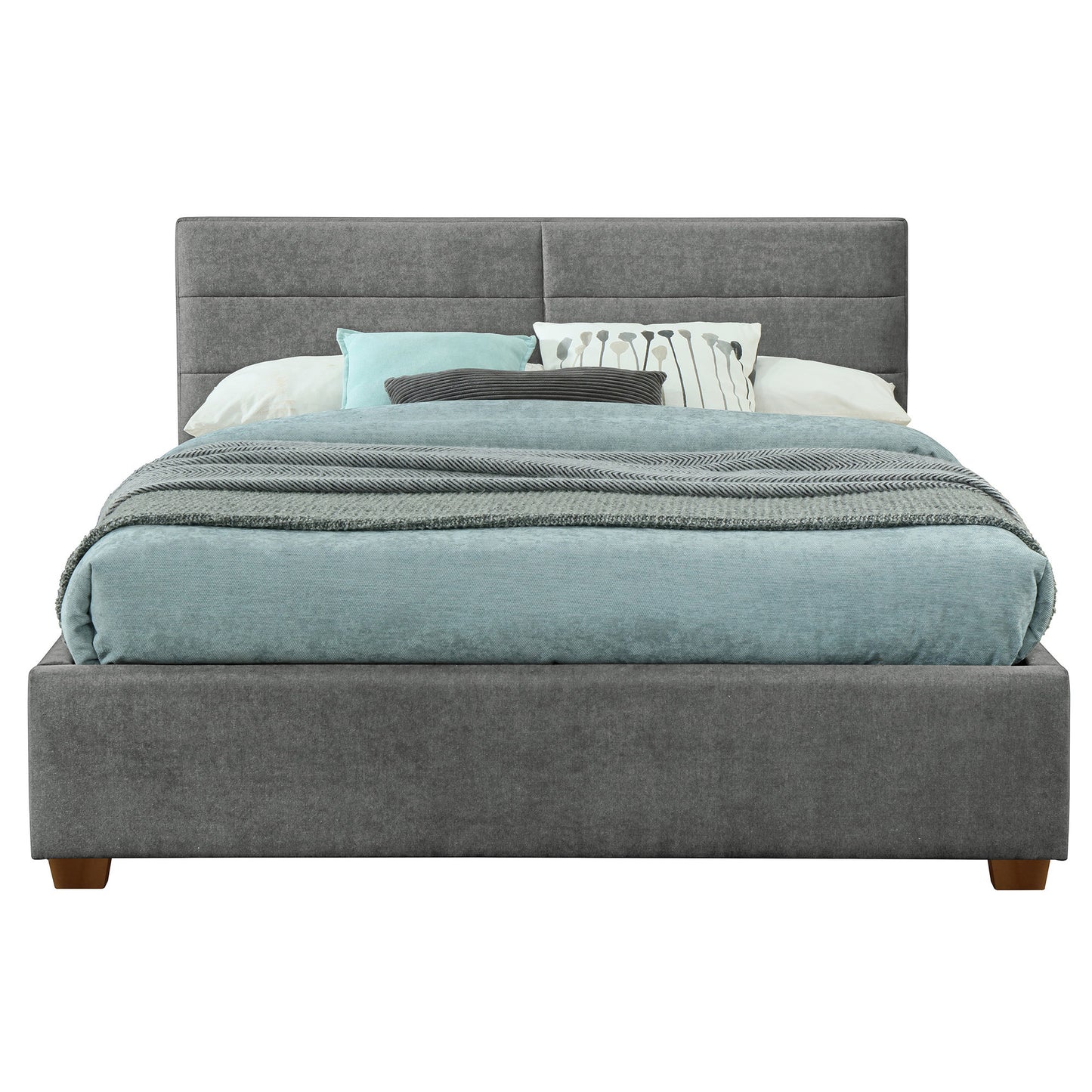 60" Queen Platform Bed w/Drawer in Light Grey