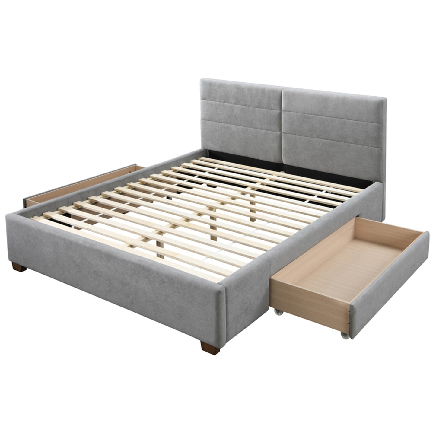 60" Queen Platform Bed w/Drawer in Light Grey