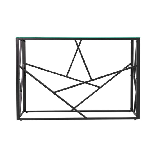 Matt Black Powder Coated. Glass Top Console Table