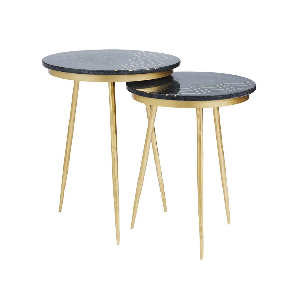 Black Marbel End Table SET OF 2