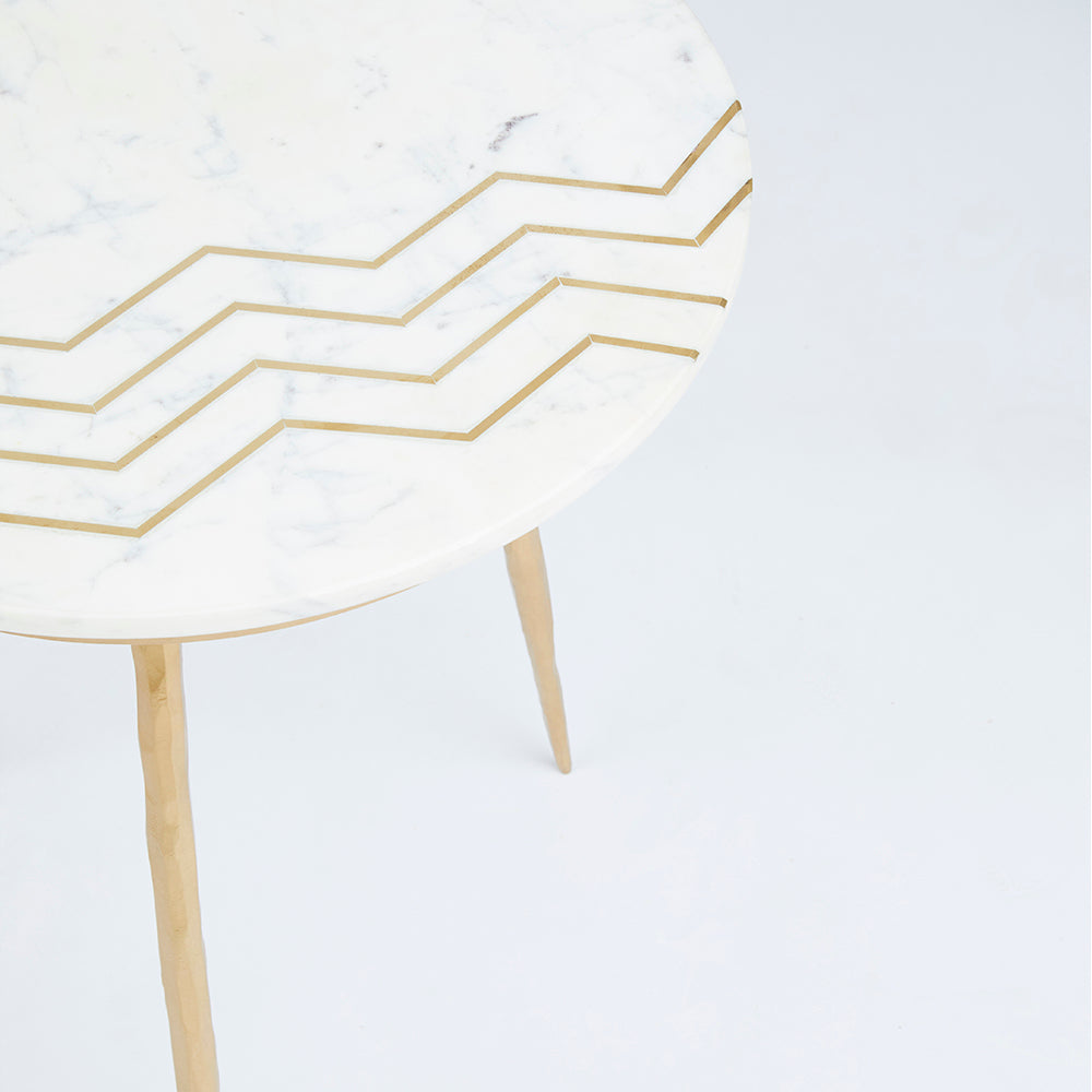 White Marbel End Table SET OF 2