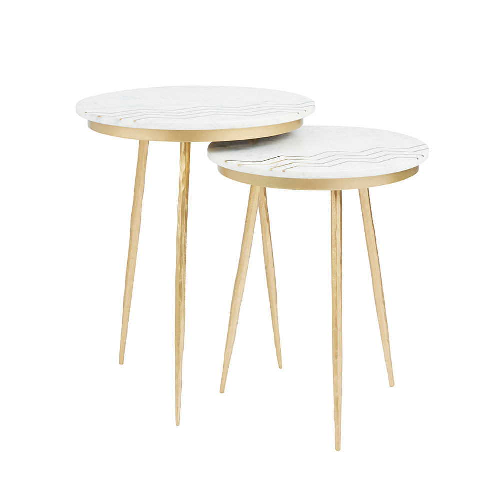 White Marbel End Table SET OF 2