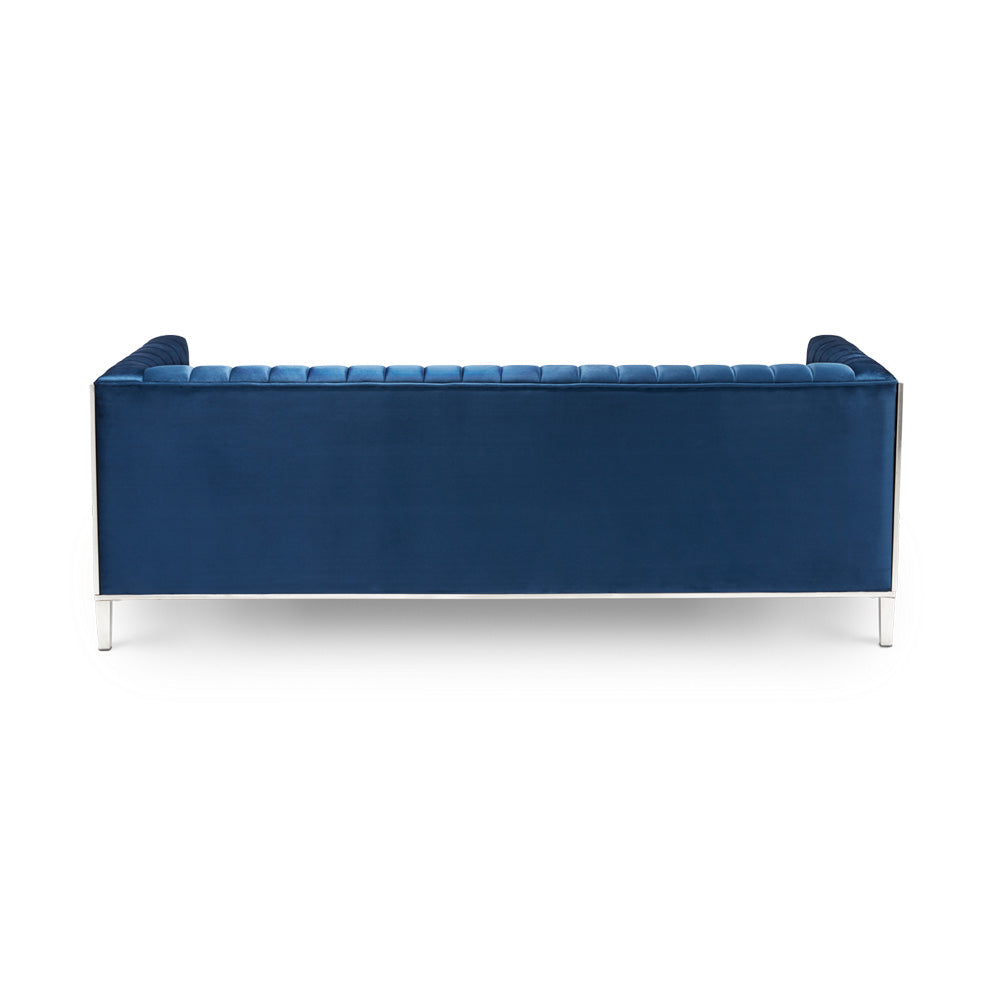 CONRAD Sofa Blue Velvet, w/ Laser cut detail