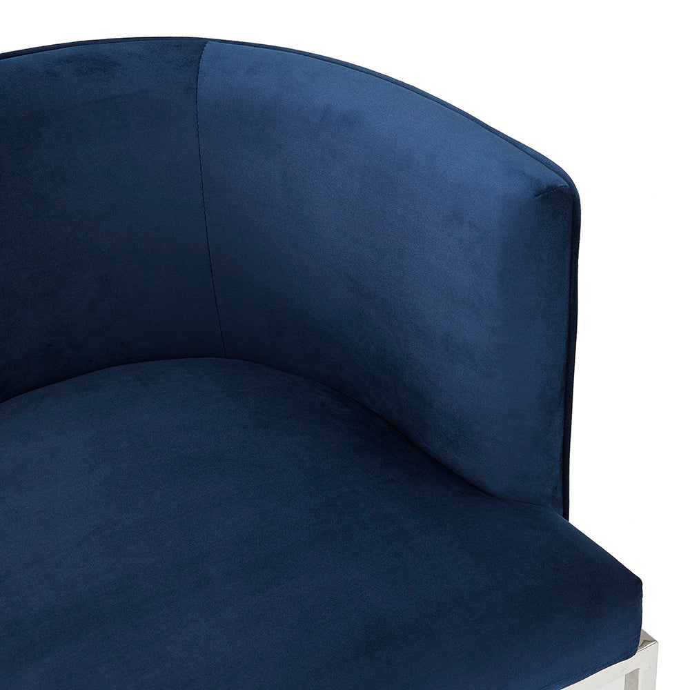 CHAMBERLAIN Accent Chair BLUE Velvet + Polished Steel frame