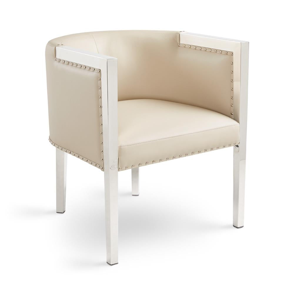 Taupe Cream Accent Chair w Chrome Legs