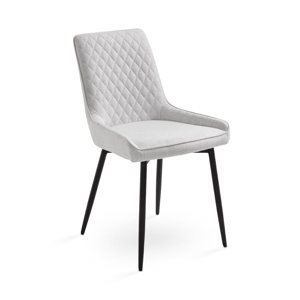 EMILY DINING CHAIR, GREY LINEN BLACK LEGS