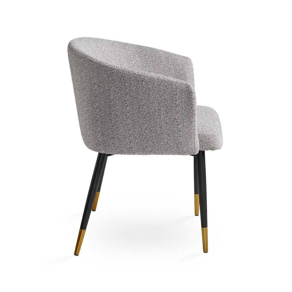 JORDAN ACCENT OR DINING CHAIR MORGAN ASHFIELD FABRIC WITH BLACK LEGS,GOLD CAPPED