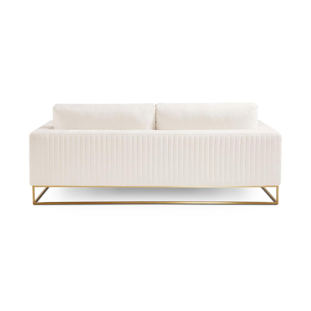 Ivory Boucle Fur Sofa with Gold Base