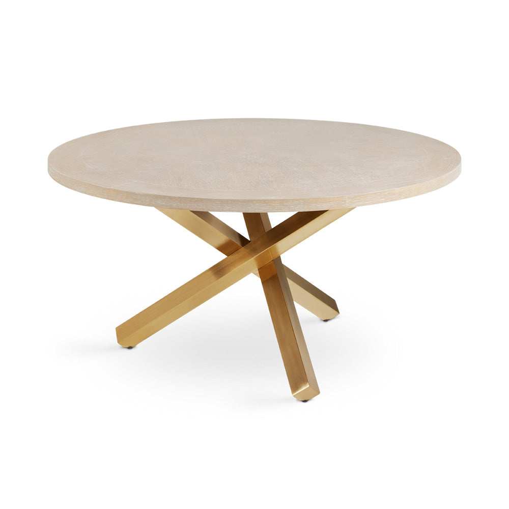 Gold Dining Table Oak Veneer Top Brushed Gold Legs (Table Only)