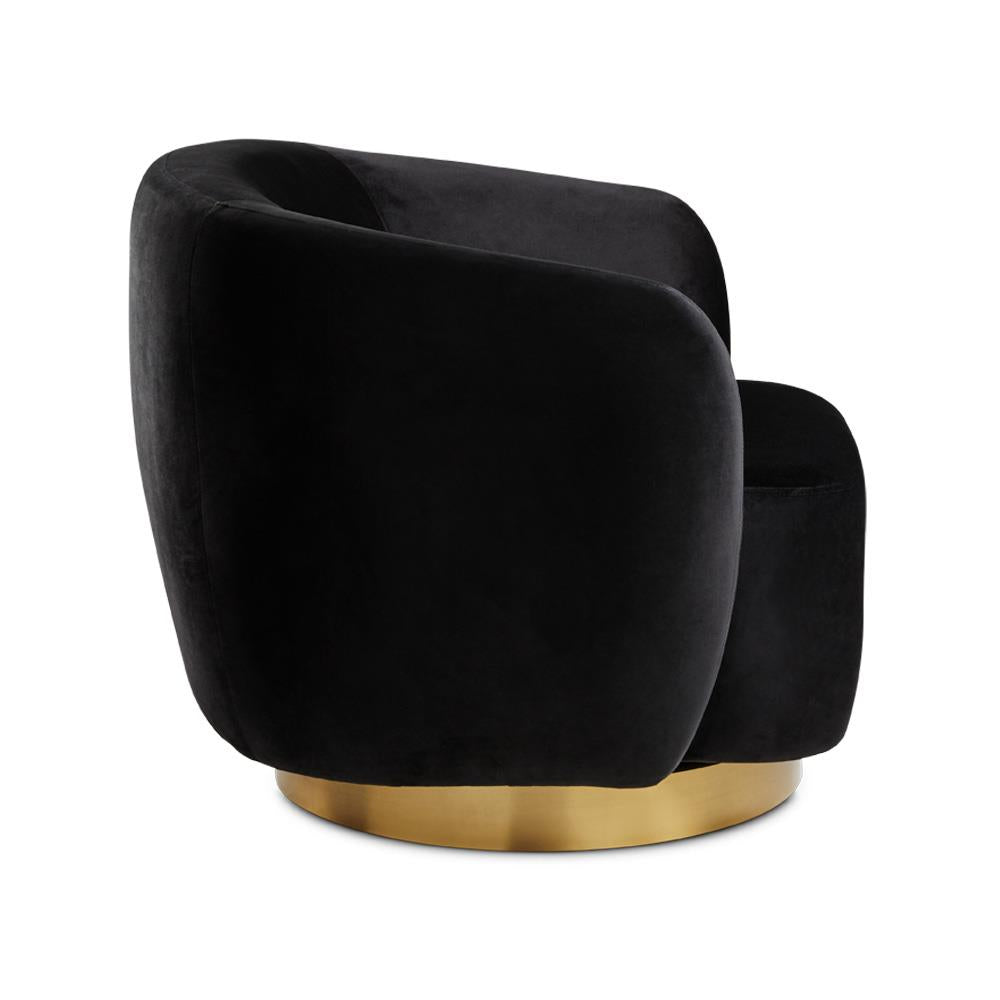 Aspen Gold Accent Chair, black velvet with BRUSHED GOLD BASE