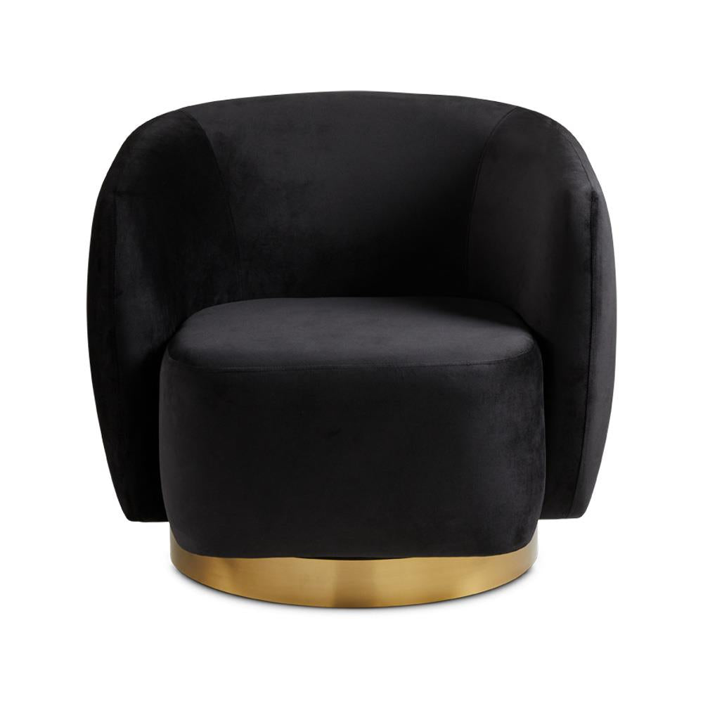 Aspen Gold Accent Chair, black velvet with BRUSHED GOLD BASE