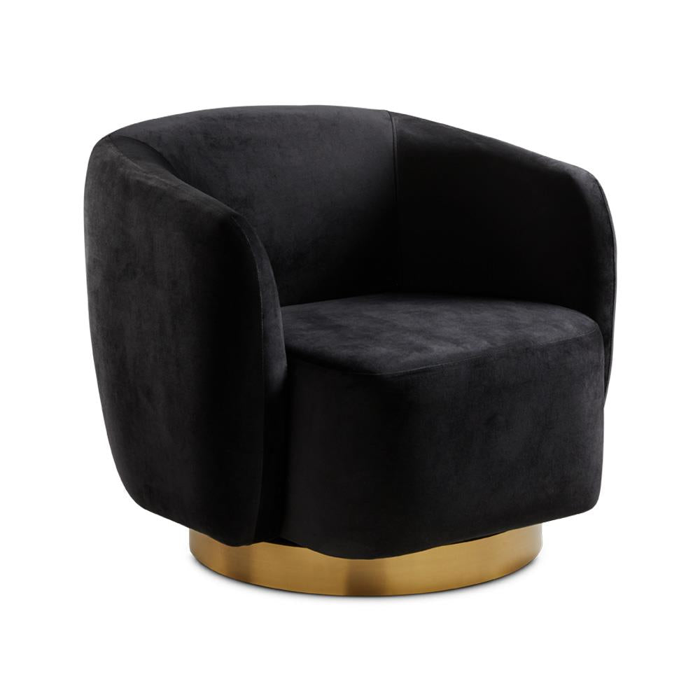 Aspen Gold Accent Chair, black velvet with BRUSHED GOLD BASE