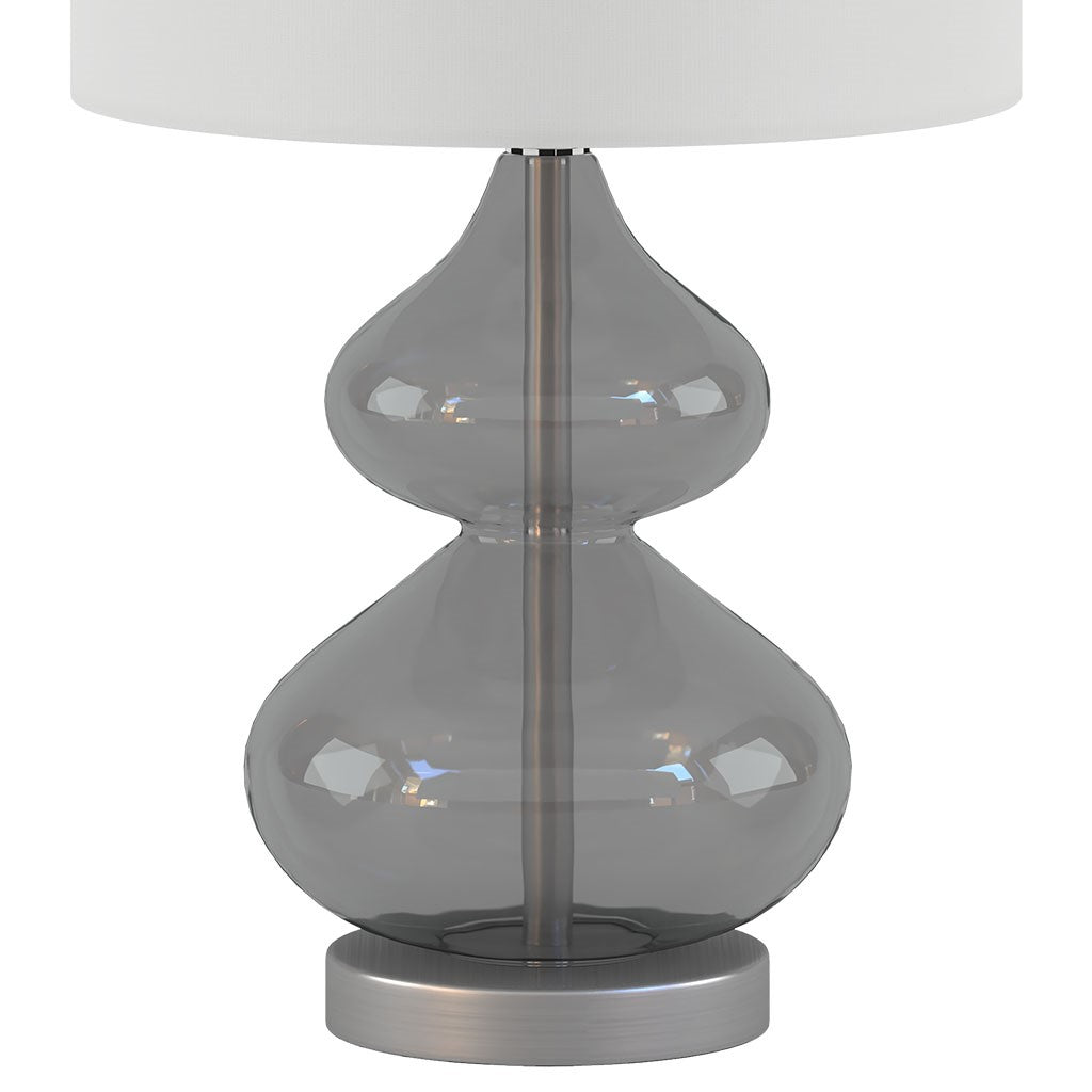 Clear Glass Base Table Lamps, Grey Glass (SET OF 2)