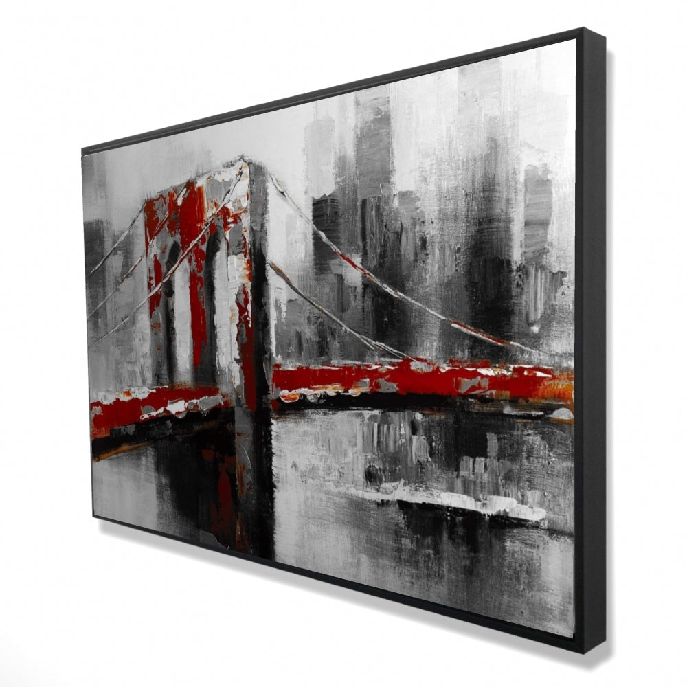 Abstract and Red Brooklyn | Framed Print On Canvas 24" X 36"