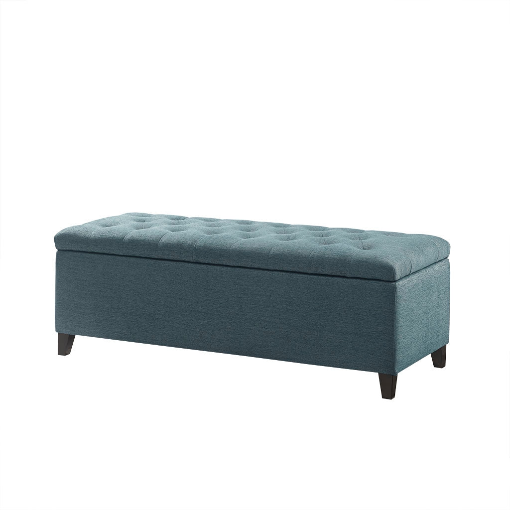 Button Tufted Modern Storage Bench Ottoman, Blue