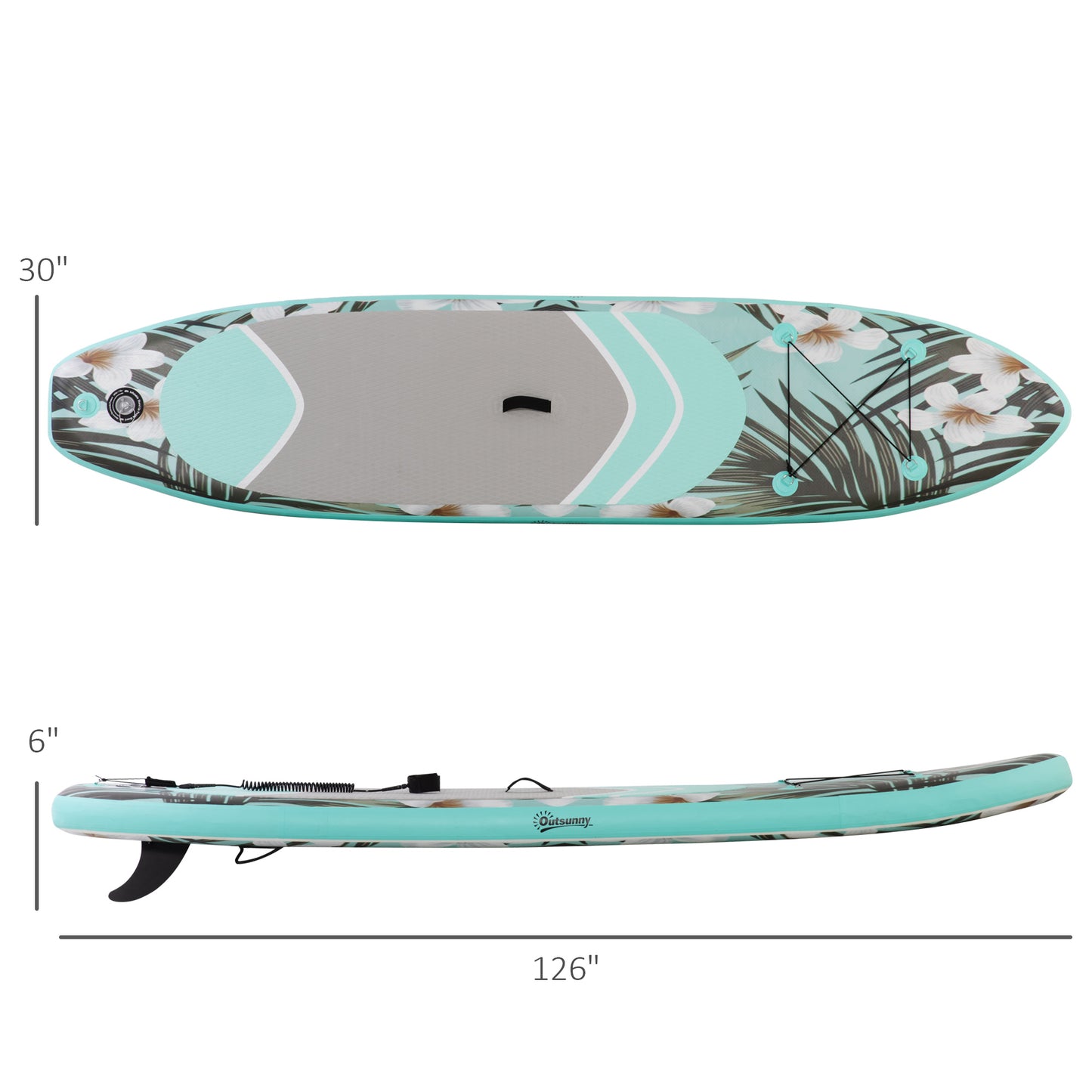 Inflatable Paddle Stand Up Board, Adjustable Aluminum Paddle Non-Slip Deck Spray-painted Sea Turtles Board, with ISUP Accessories & Carry Bag, 126" x 30" x 6", Blue Board