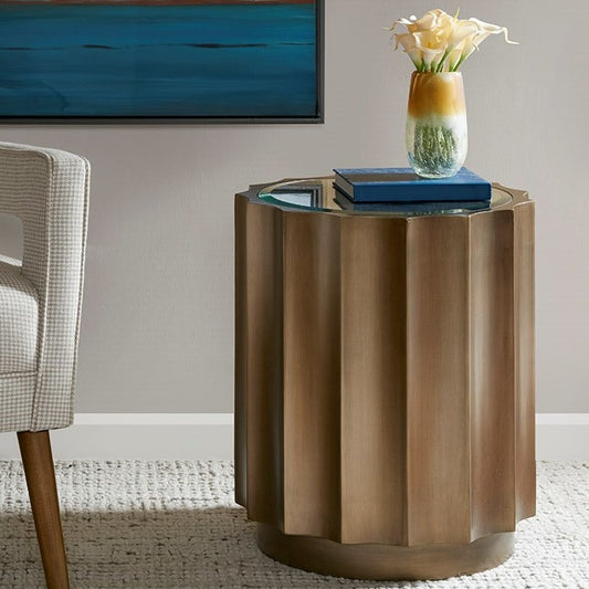 Scalloped Glass Top Accent Table