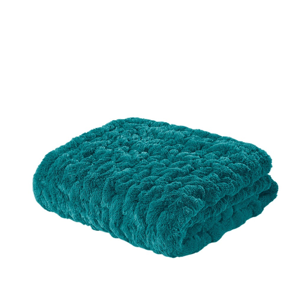 Ruched 50x60" Throw Blanket, Teal