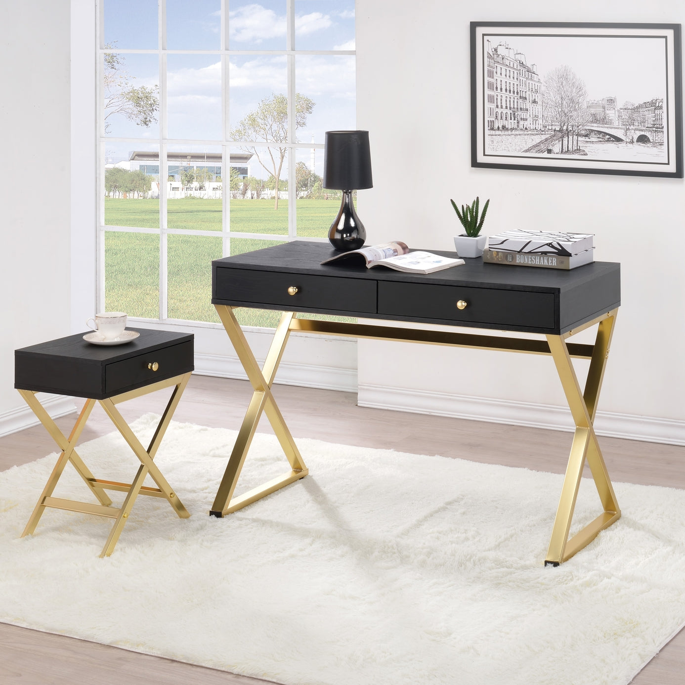 Coleen Accent Table Black/Gold