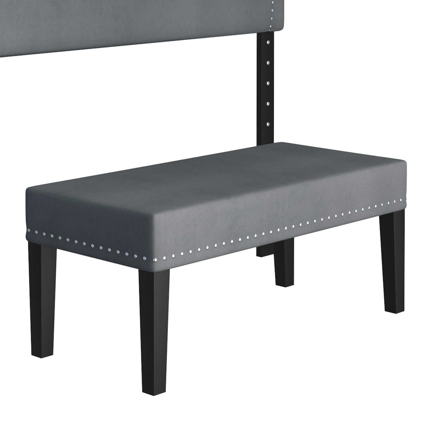 Aurora 54"/60" Adj. Headboard with Bench in Grey and Black