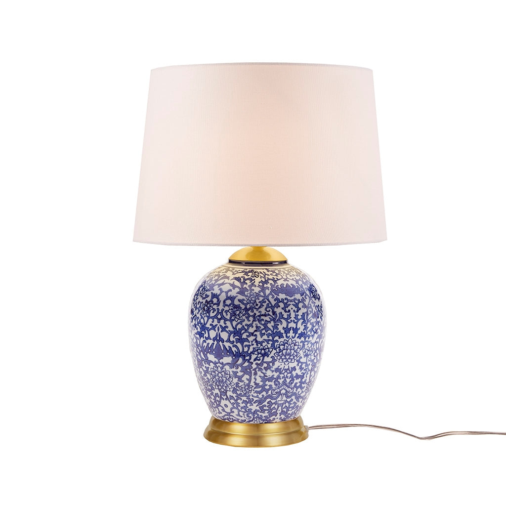 Blue Ceramic Ginger Jar Table Lamp