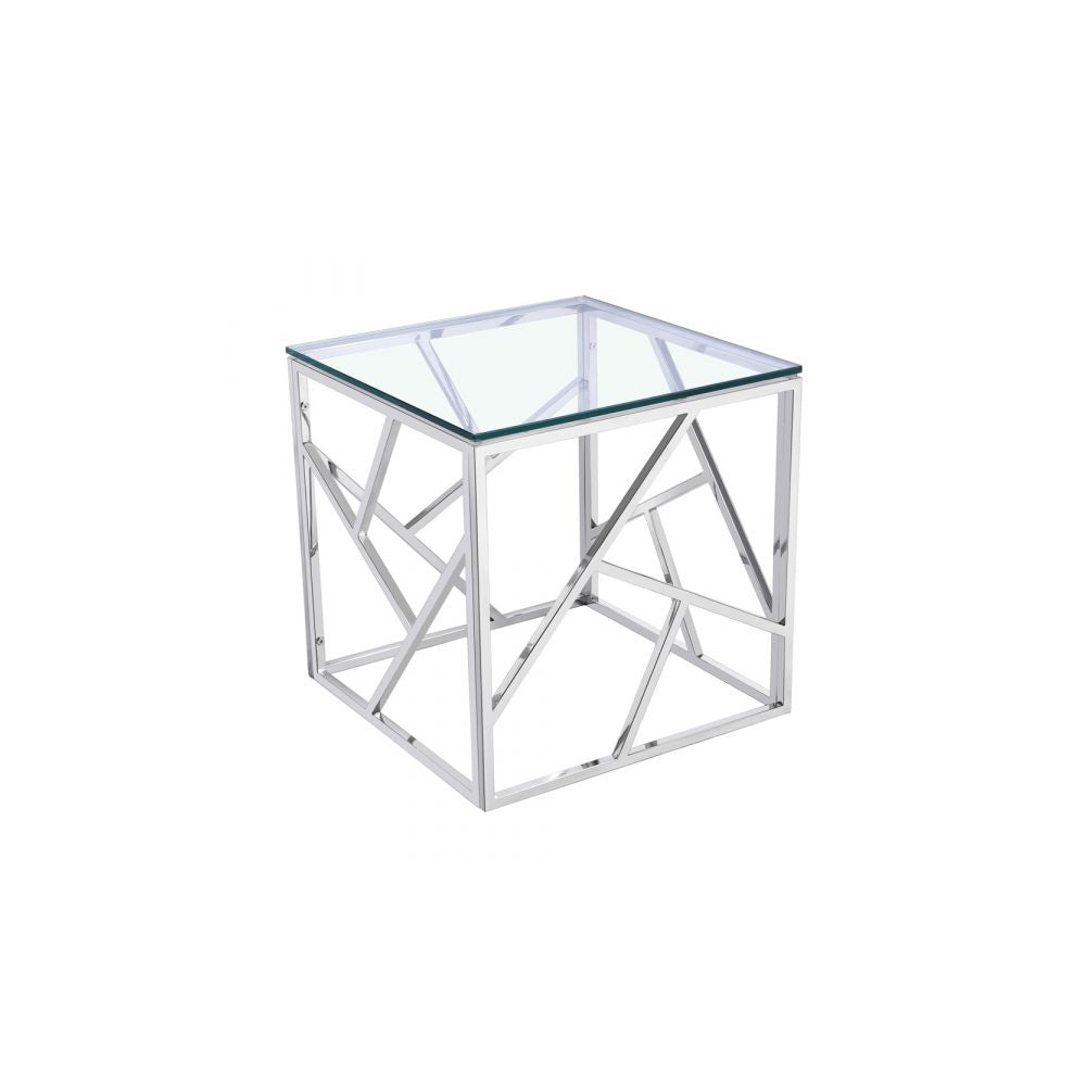 Caroline End Table in Silver Polished Steel