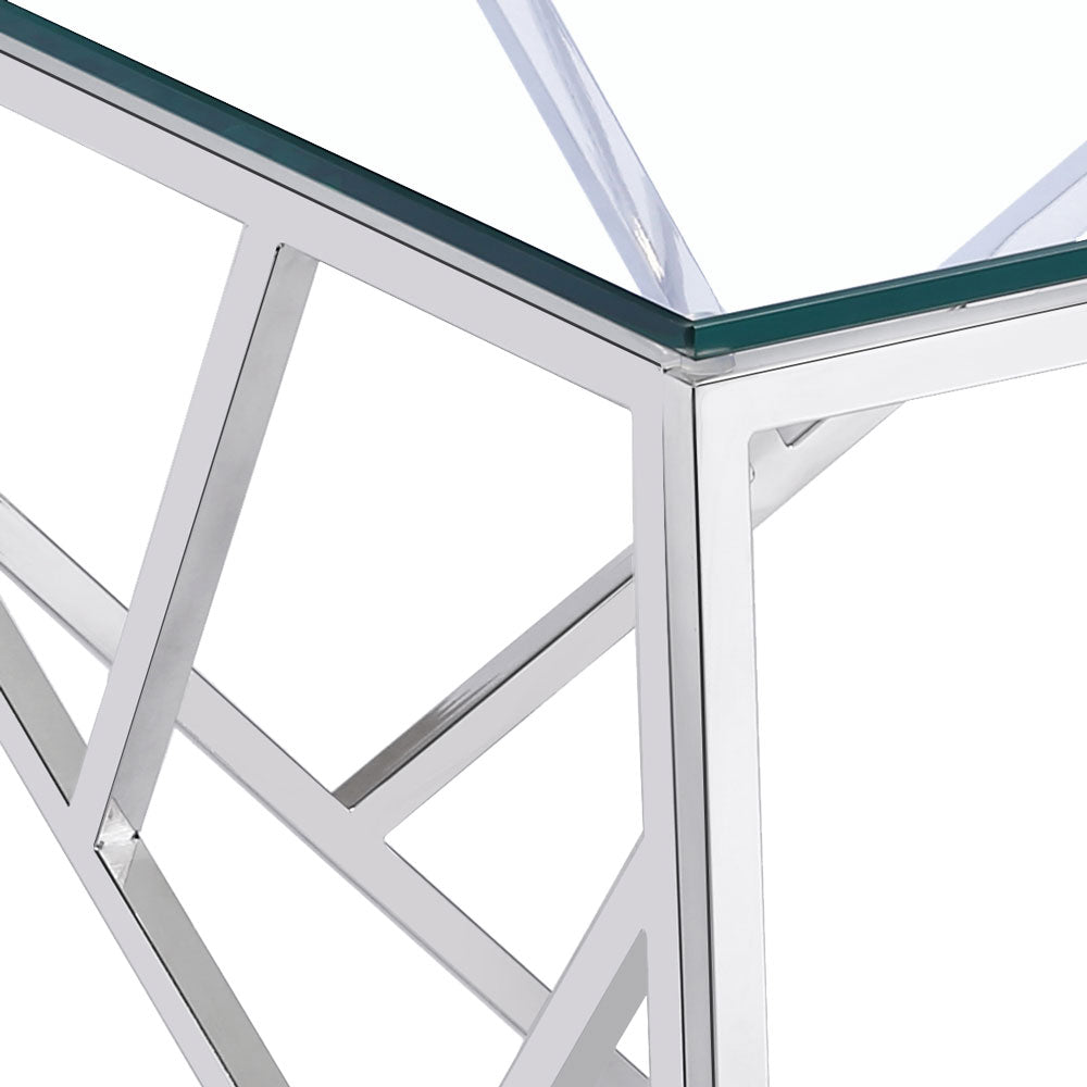 Caroline End Table in Silver Polished Steel