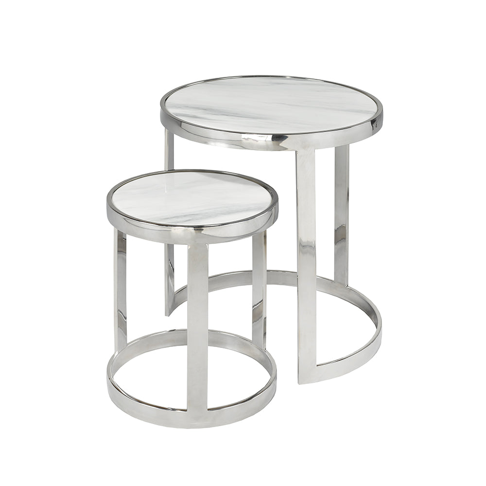 Nesting Tables Set of 2 in polished steel