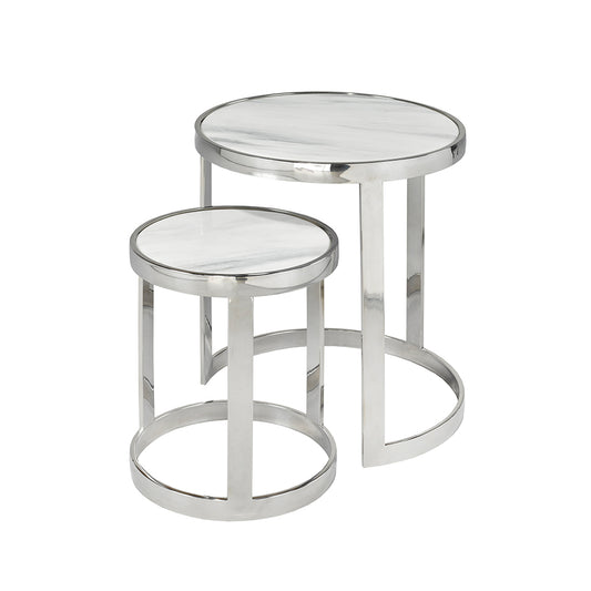 Nesting Tables Set of 2 in polished steel