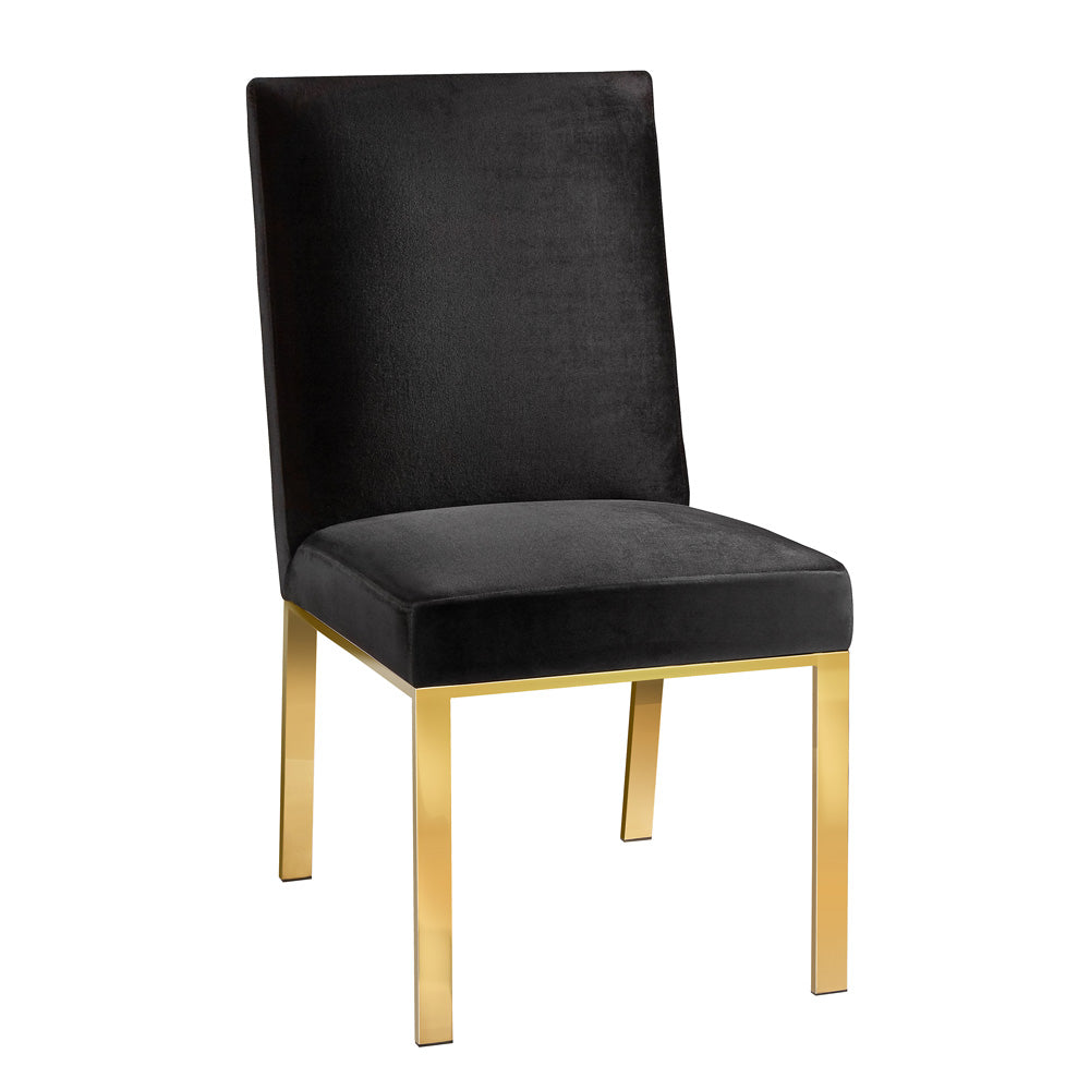 Gold Frame Dining Chair: Black Velvet Seating