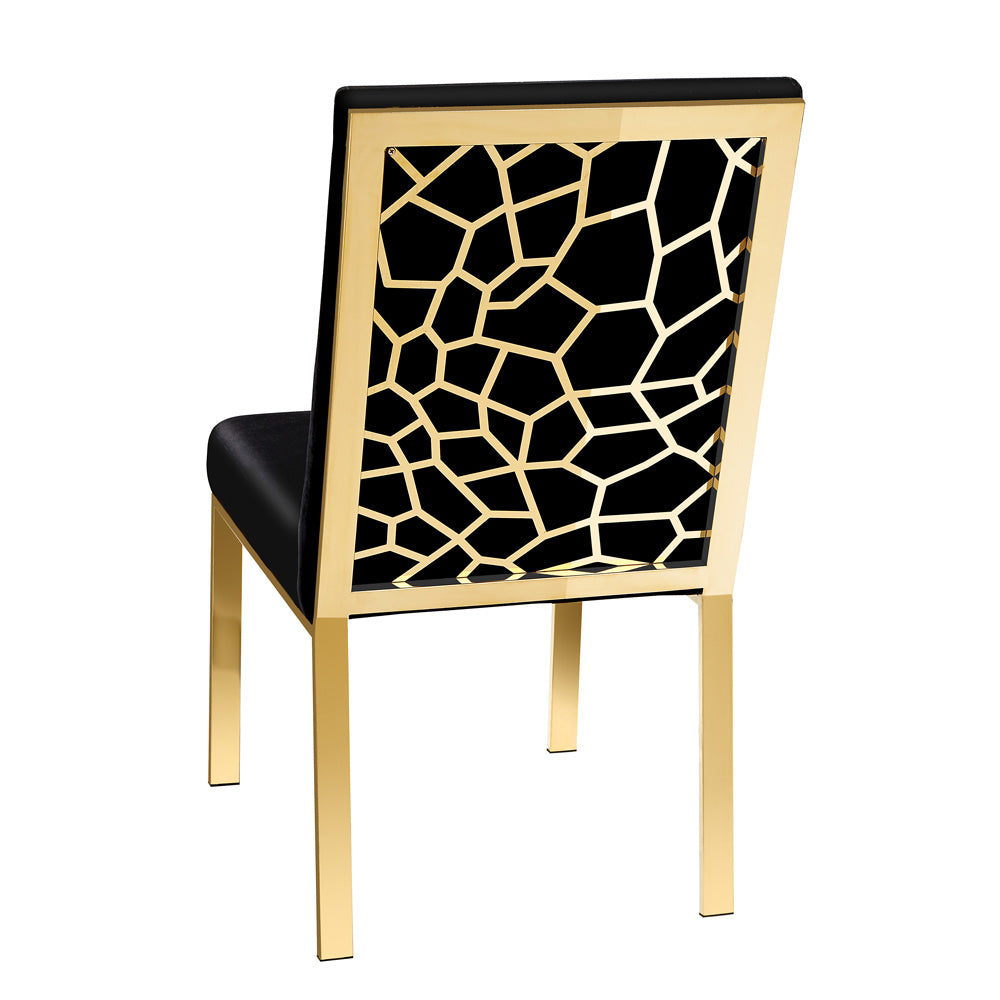 Gold Frame Dining Chair: Black Velvet Seating