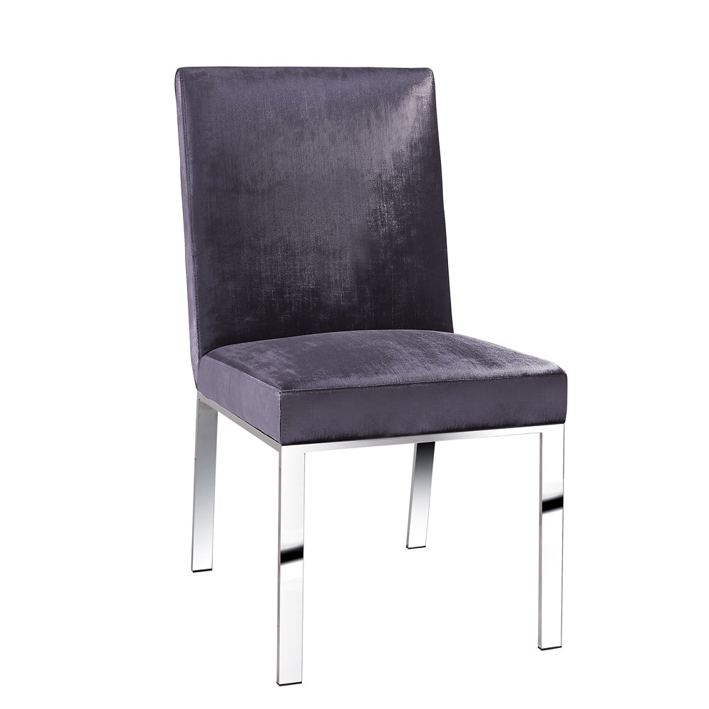 Dining Chair in polished steel: Charcoal Velvet Seating