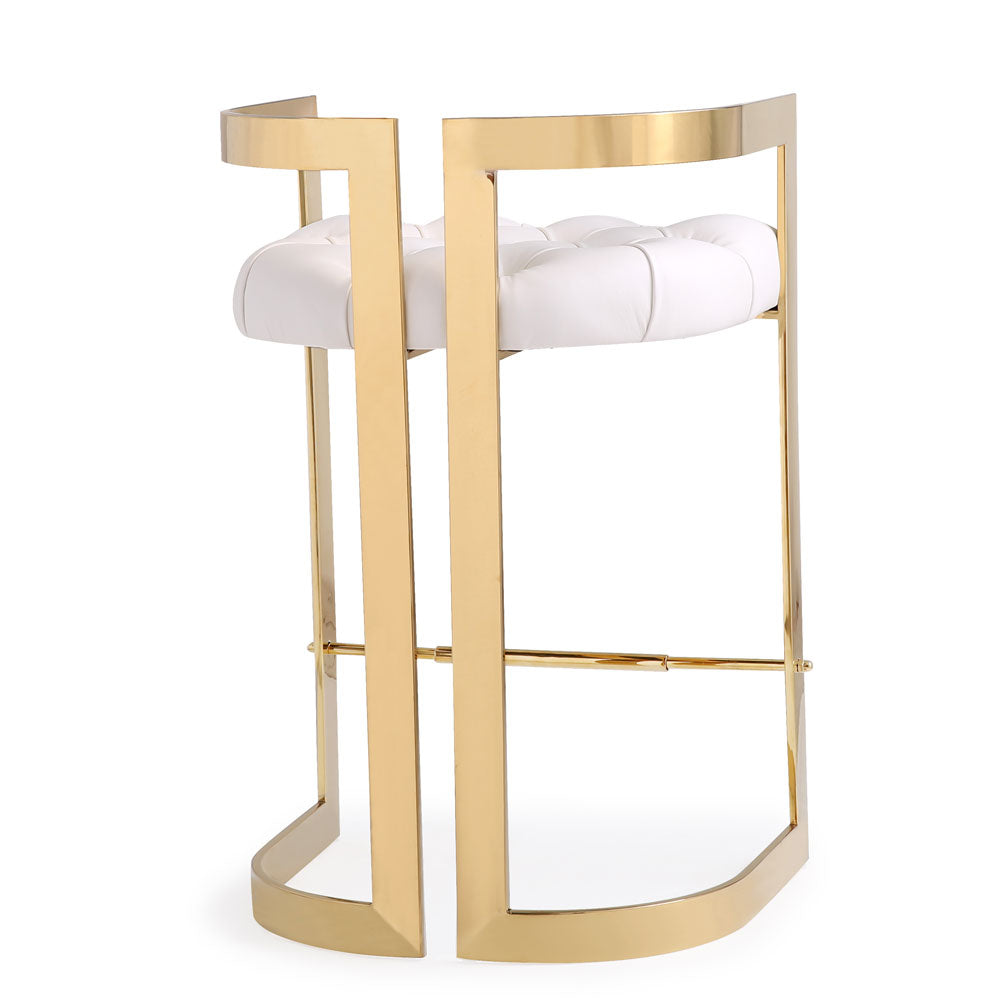 Gold Counter Chair: White Leatherette