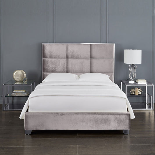 Jazmine Bed: Grey Velvet (KING)