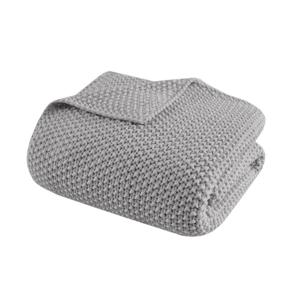 Ultra-Soft Knit Throw Blanket, Light Grey