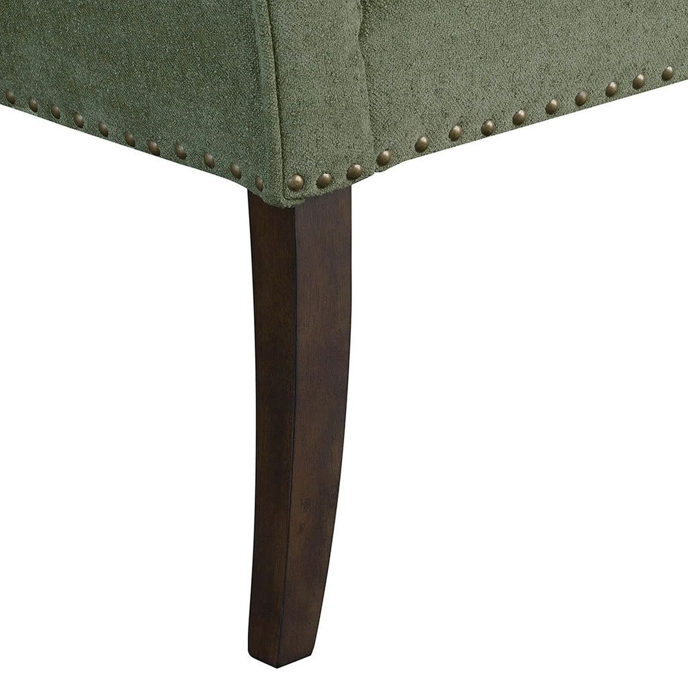 Green 49.5" Upholstered Bench with Back & Wood Legs