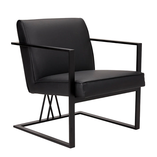 Zorow Black Leatherette Accent Chair - Black Frame