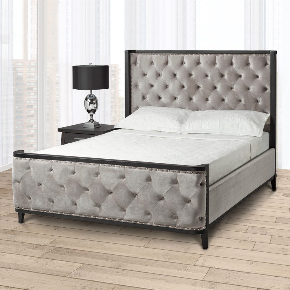 Love Bed: Grey Velvet QUEEN