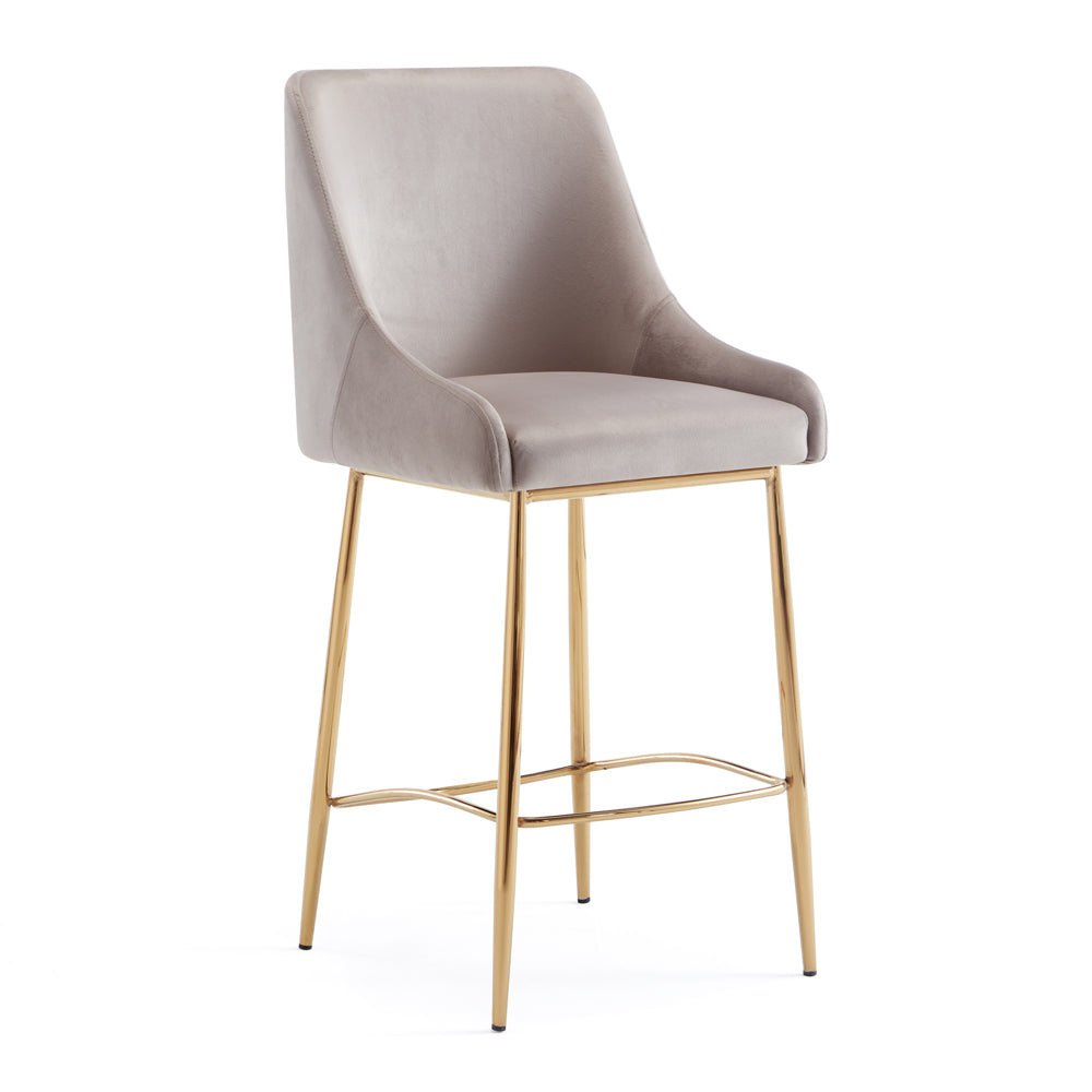 Gold Counter Stool: Taupe Velvet