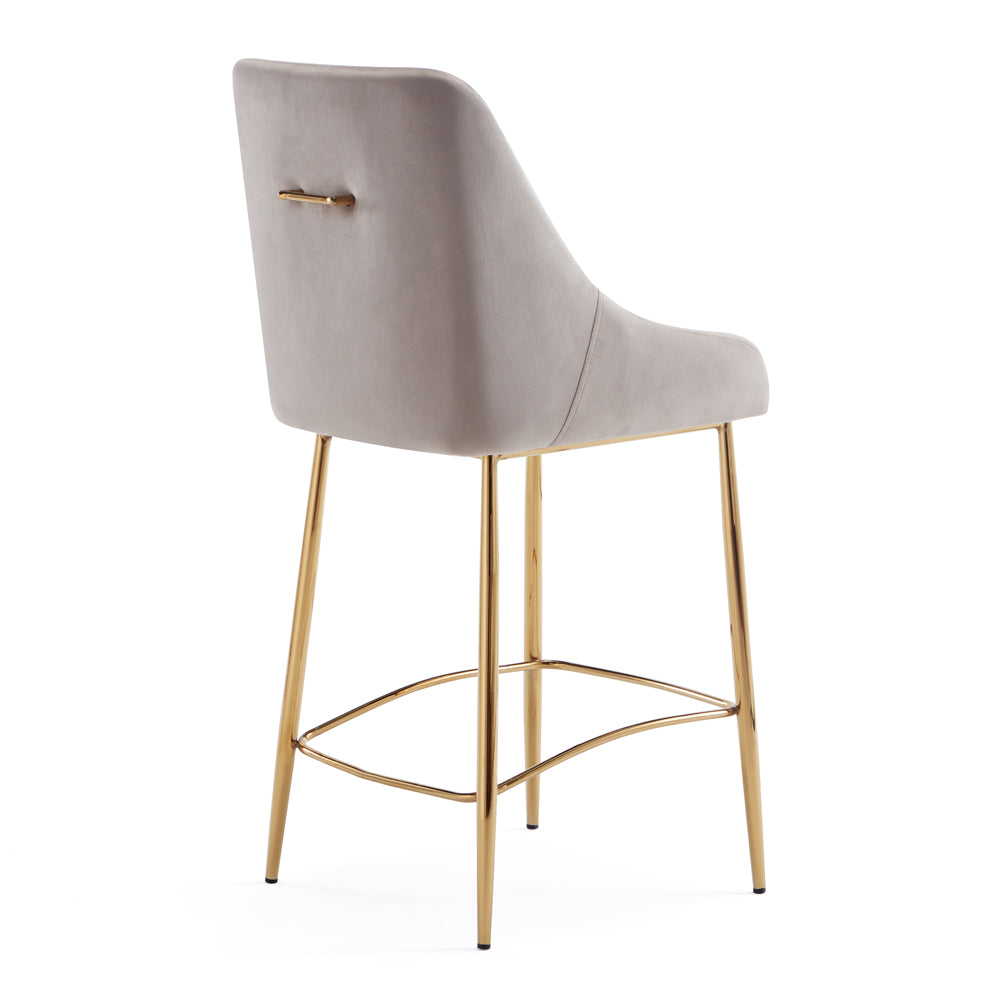 Gold Counter Stool: Taupe Velvet