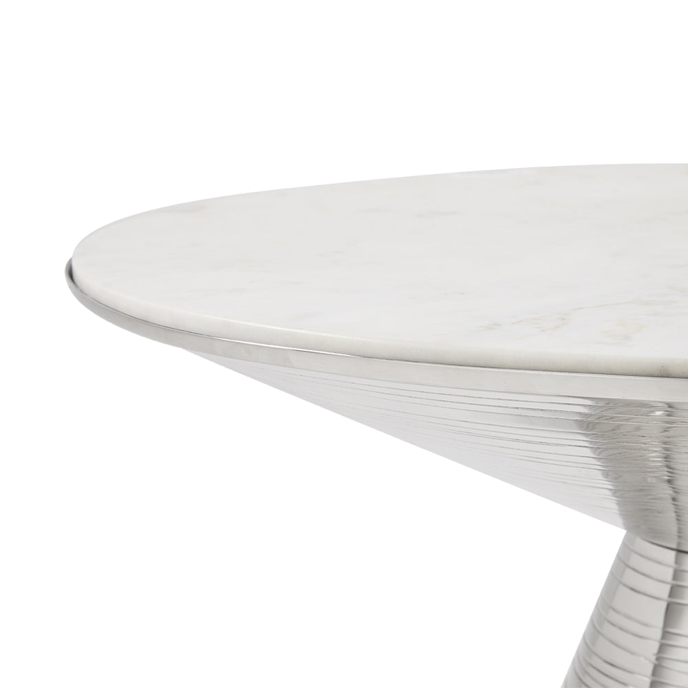 Coffee table: white marble with Silver frame