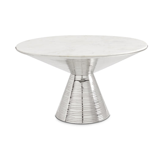 Coffee table: white marble with Silver frame