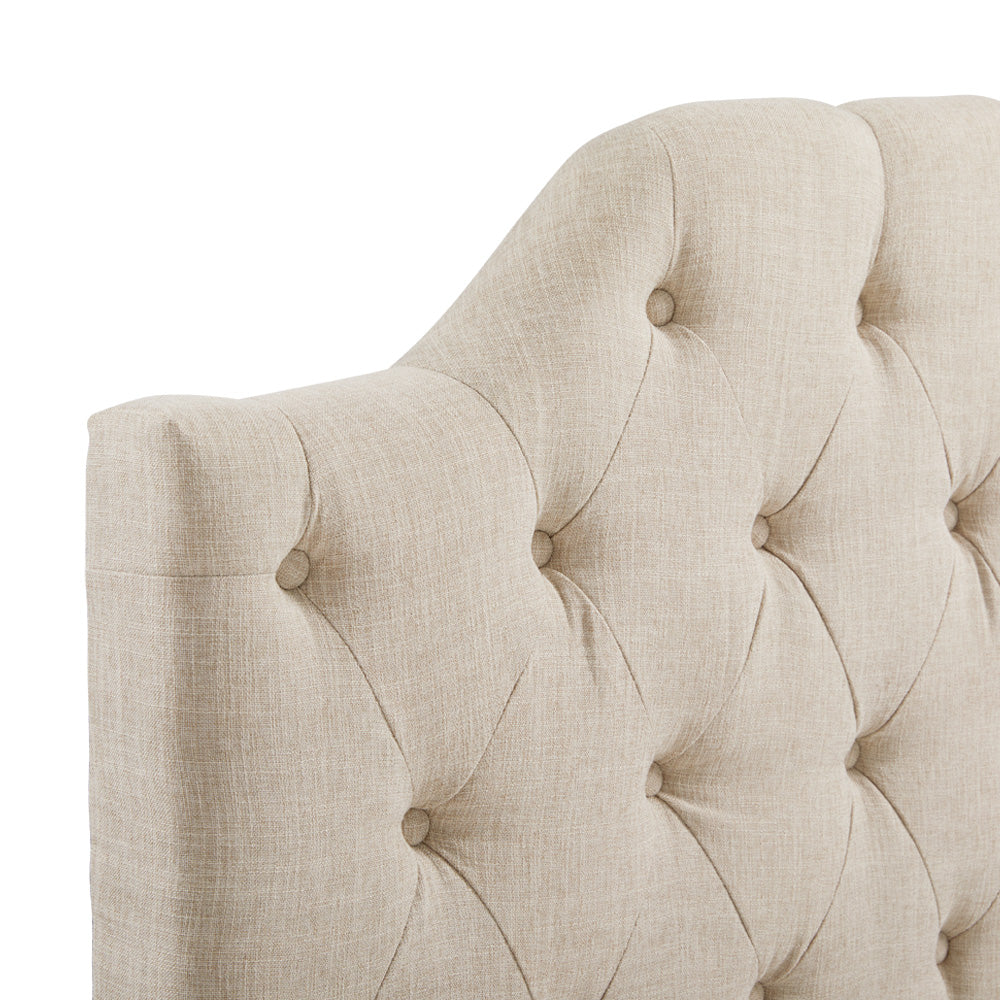 King Headboard: Beige Linen