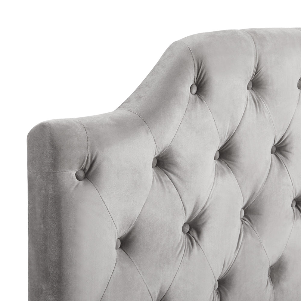 King Headboard: Grey Velvet