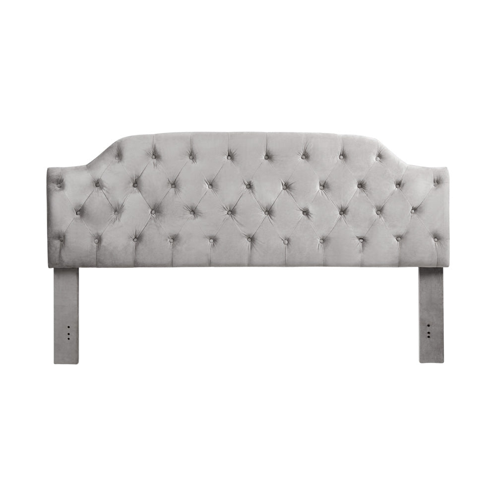 King Headboard: Grey Velvet