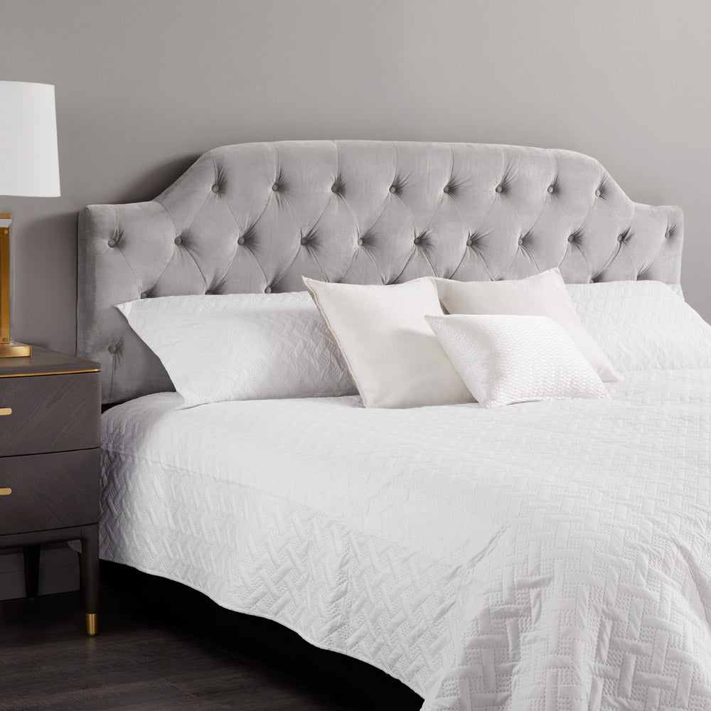 King Headboard: Grey Velvet