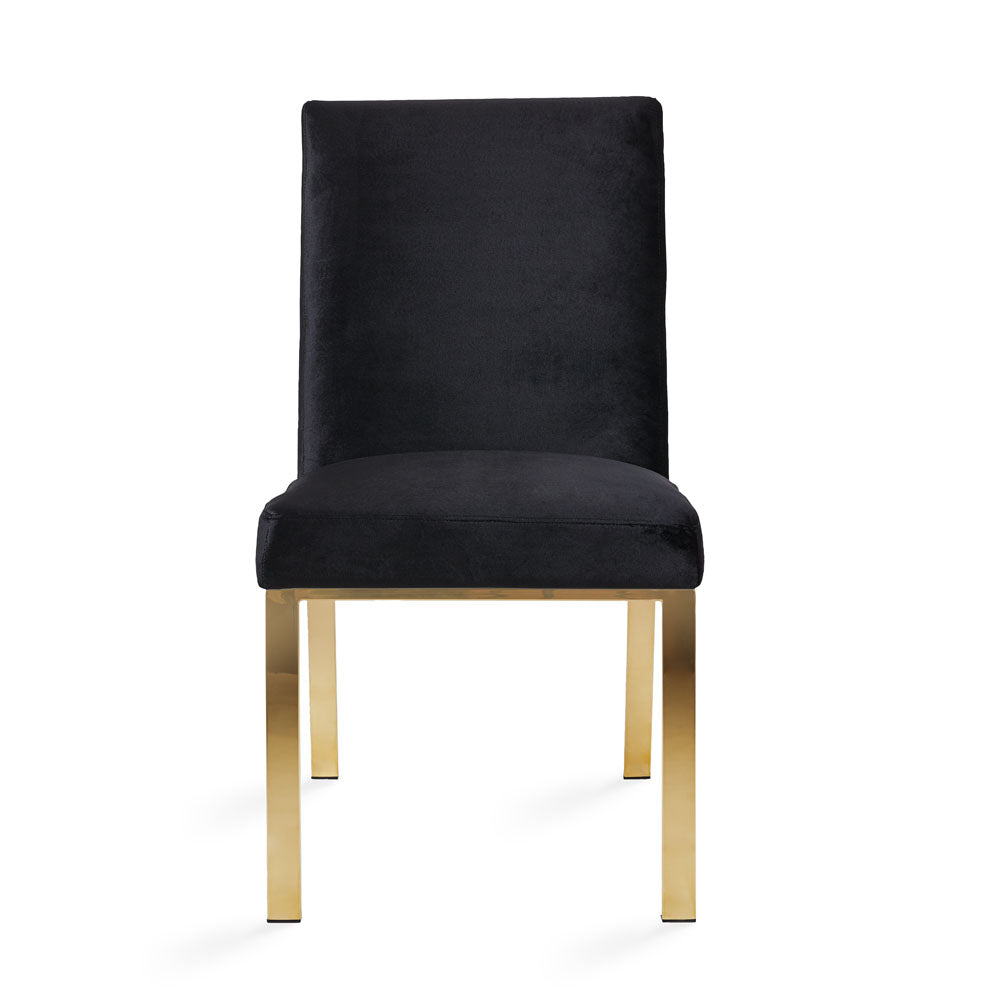 Gold Frame Dining Chair: Black Velvet Seating