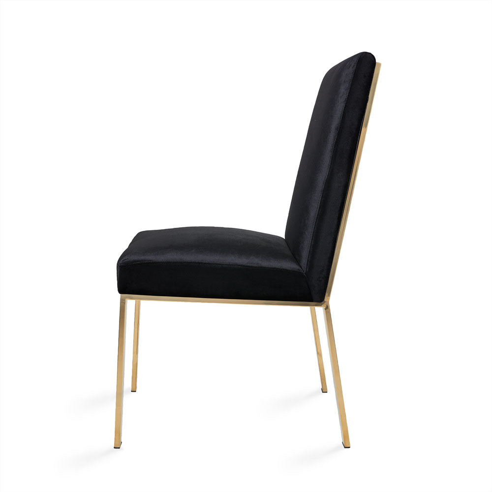 Gold Frame Dining Chair: Black Velvet Seating