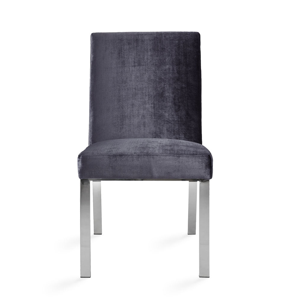 Dining Chair in polished steel: Charcoal Velvet Seating